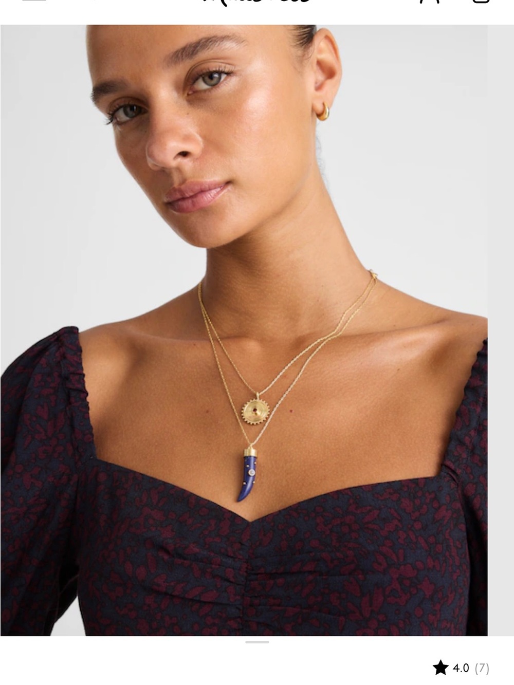 Madewell Semiprecious Horn Charm Necklace - Antique Gold